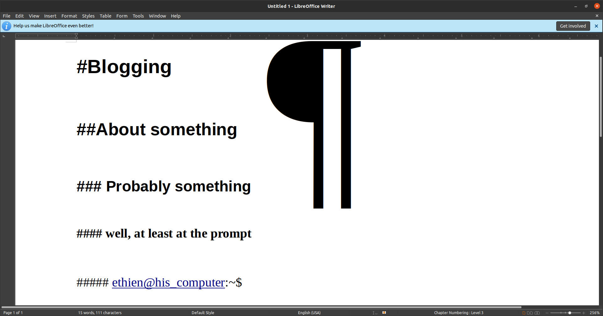 A screenshot of the terminal session used to make this webpage taken on April 18, 2022.